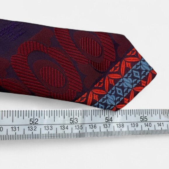 Aqua Marine Tie Vintage 1970's Wide Polyester Disco Loud Mod Striped Geometric - Picture 6 of 6